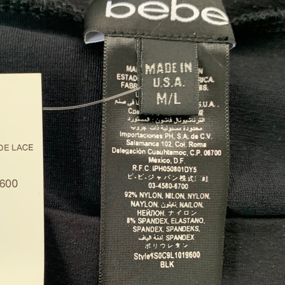 Bebe Off Shoulder Side Lace Dress (Black) (M/L) - Picture 7 of 7